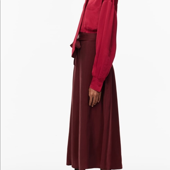 Zara Limited Edition Red Satin Effect Midi Belt Dress - Picture 5 of 8